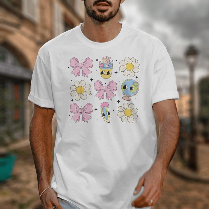 Retro Groovy Back To School Coquette First Day Of School Unisex T-Shirt