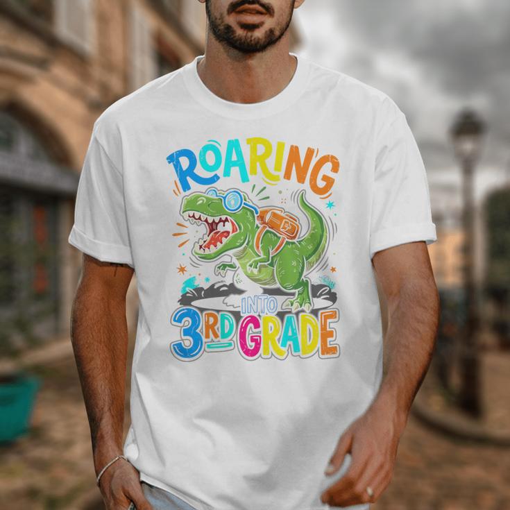 Roaring Into 3rd Grade Back To School Dinosaurus T-Rex Premium Tri-Blend Unisex T-Shirt
