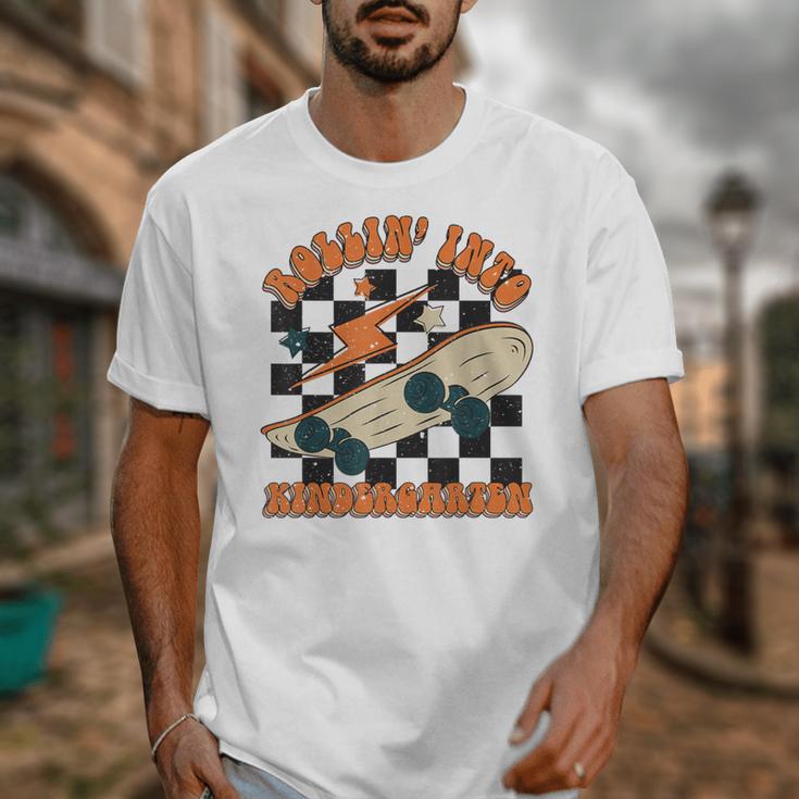 Rolling Into Kindergarten Retro Groovy Back To School Kids Unisex T-Shirt Rolling Into Kindergarten Retro Groovy Back To School Kids Unisex T-Shirt