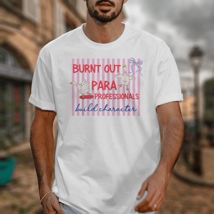 Striped Burnt Out Para Paraprofessional Back To School Unisex T-Shirt Striped Burnt Out Para Paraprofessional Back To School Unisex T-Shirt