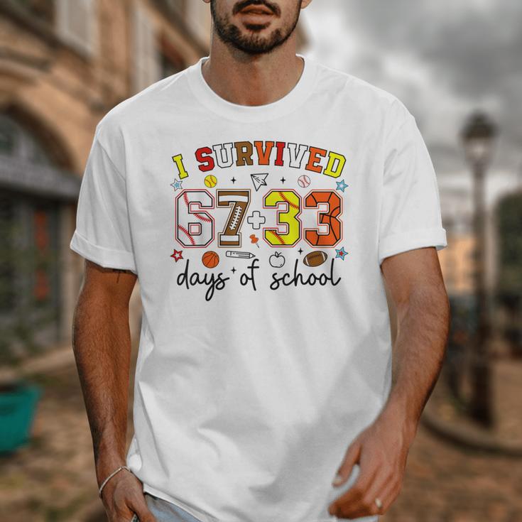 I Survived 6733 Days Baseball Football Softball 100 Days Unisex T-Shirt I Survived 6733 Days Baseball Football Softball 100 Days Unisex T-Shirt