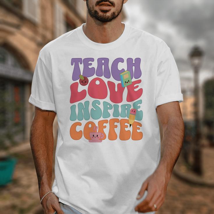 Teach Love Inspire Coffee Cute Teaching Quote Back To School Unisex T-Shirt Teach Love Inspire Coffee Cute Teaching Quote Back To School Unisex T-Shirt