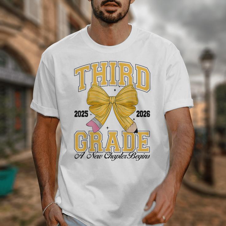Third Grade Back To School First Day Pencil Bow 2025 Girls Unisex T-Shirt Third Grade Back To School First Day Pencil Bow 2025 Girls Unisex T-Shirt