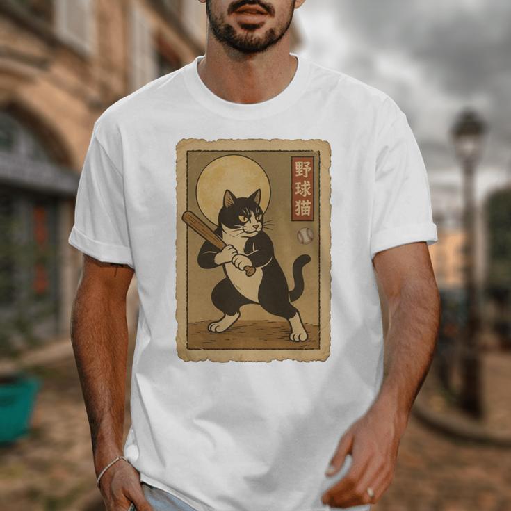 Vintage Japanese Ukiyo-e Baseball Cat Batting Unisex T-Shirt Vintage Japanese Ukiyo-e Baseball Cat Batting Unisex T-Shirt