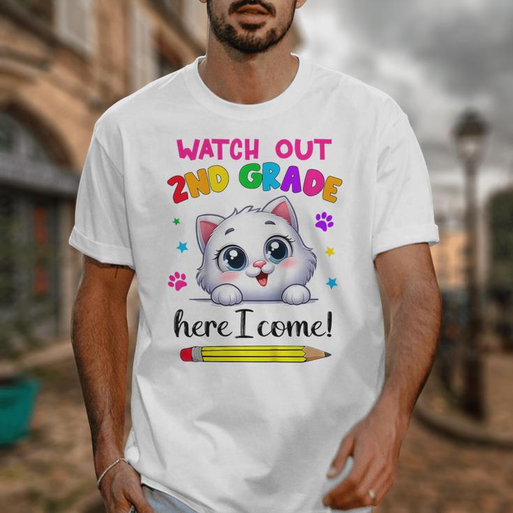 Watch Out 2nd Grade Here I Come Girls Cat Back To School Unisex T-Shirt Watch Out 2nd Grade Here I Come Girls Cat Back To School Unisex T-Shirt