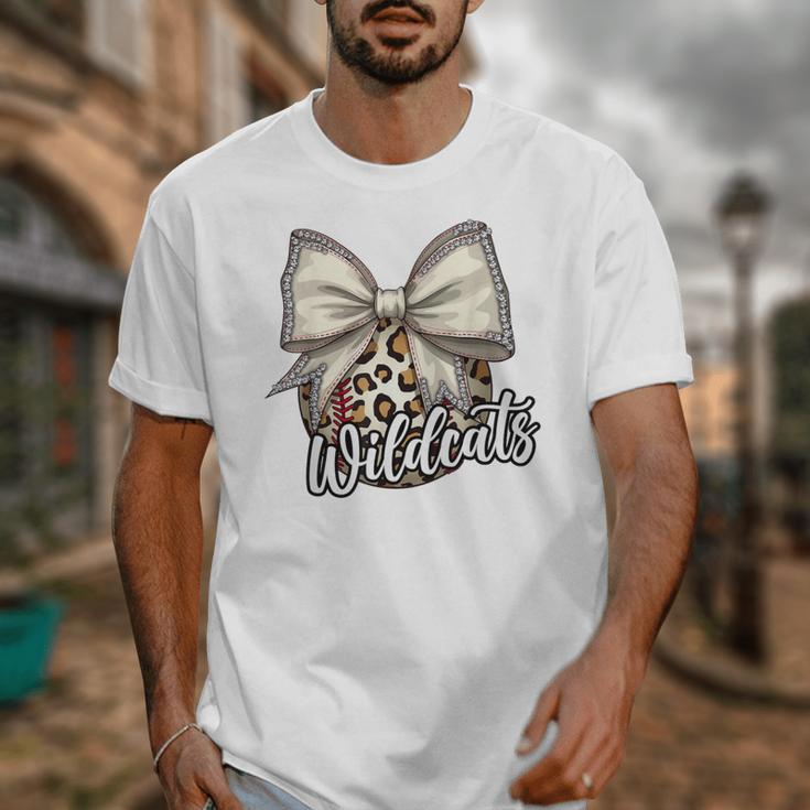 Wildcats Baseball Leopard Print Coquette Bow Mascot Game Day Unisex T-Shirt Wildcats Baseball Leopard Print Coquette Bow Mascot Game Day Unisex T-Shirt