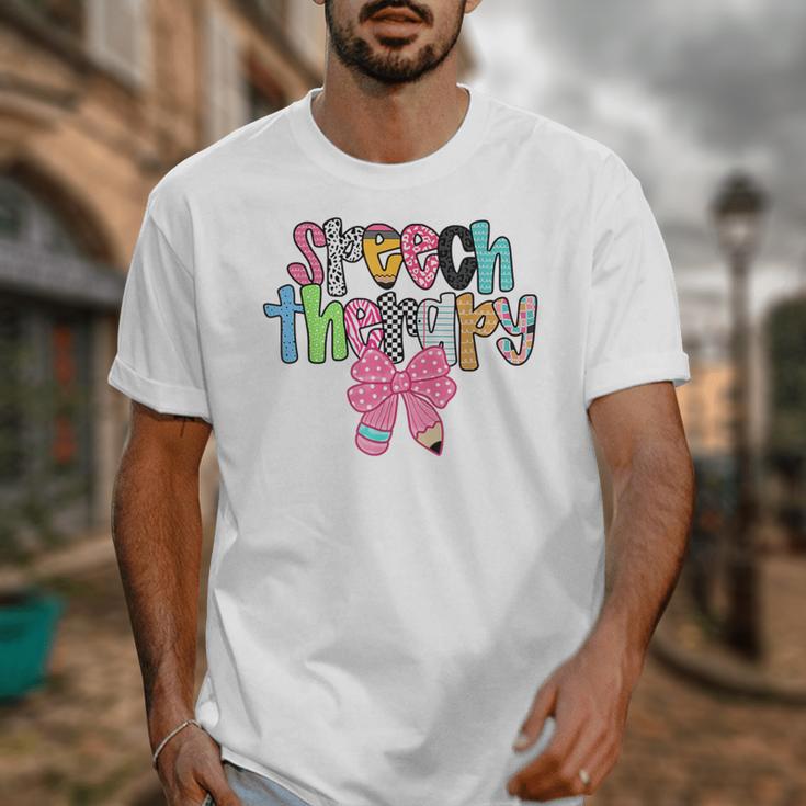 Women Speech Therapy Coquette Bow Pencil Back To School SLP Unisex T-Shirt Women Speech Therapy Coquette Bow Pencil Back To School SLP Unisex T-Shirt