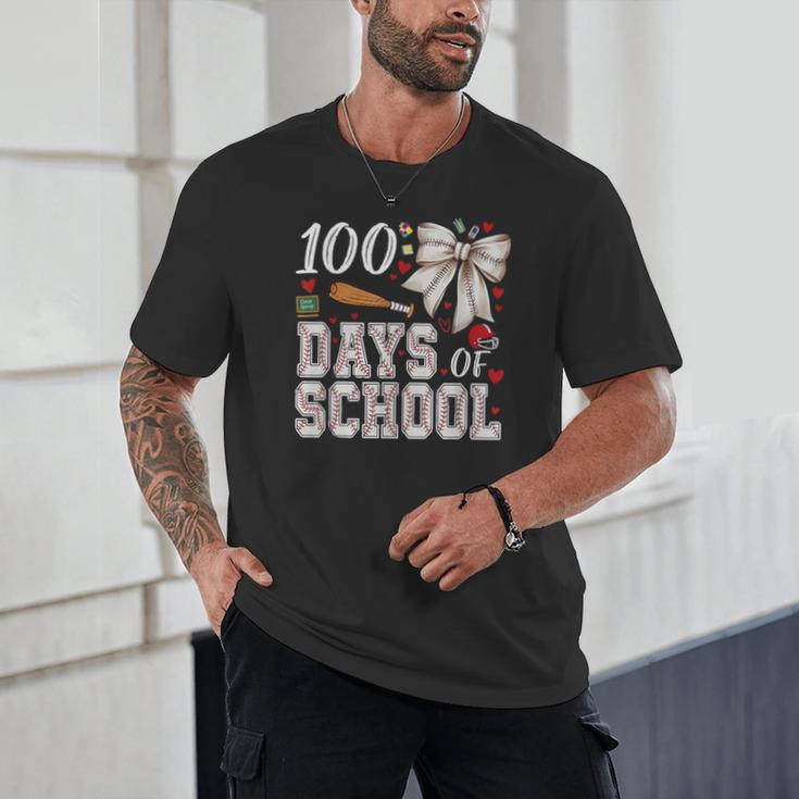 100 Days Of School Baseball 100th Day Of School Coquette Bow Unisex T-Shirt 100 Days Of School Baseball 100th Day Of School Coquette Bow Unisex T-Shirt