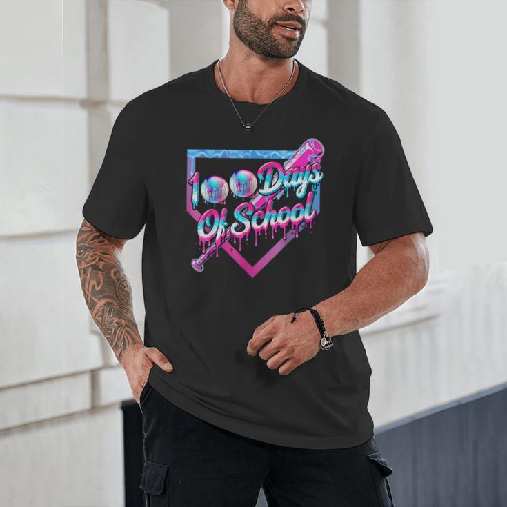 100 Days Of School Baseball 100th Day Ice Cream Boys Kids Unisex T-Shirt
