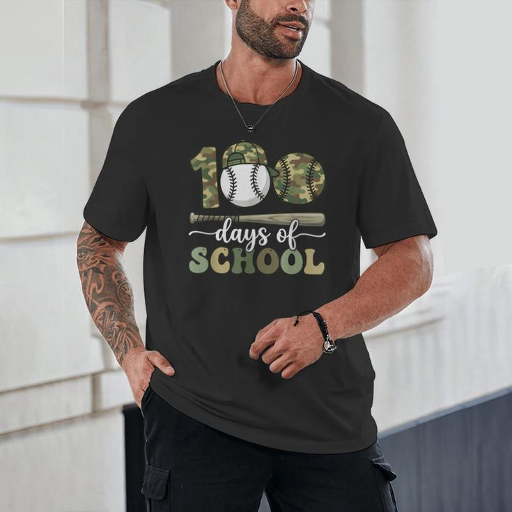 100 Days Of School Baseball Camo Art For Boys Kids Students Unisex T-Shirt
