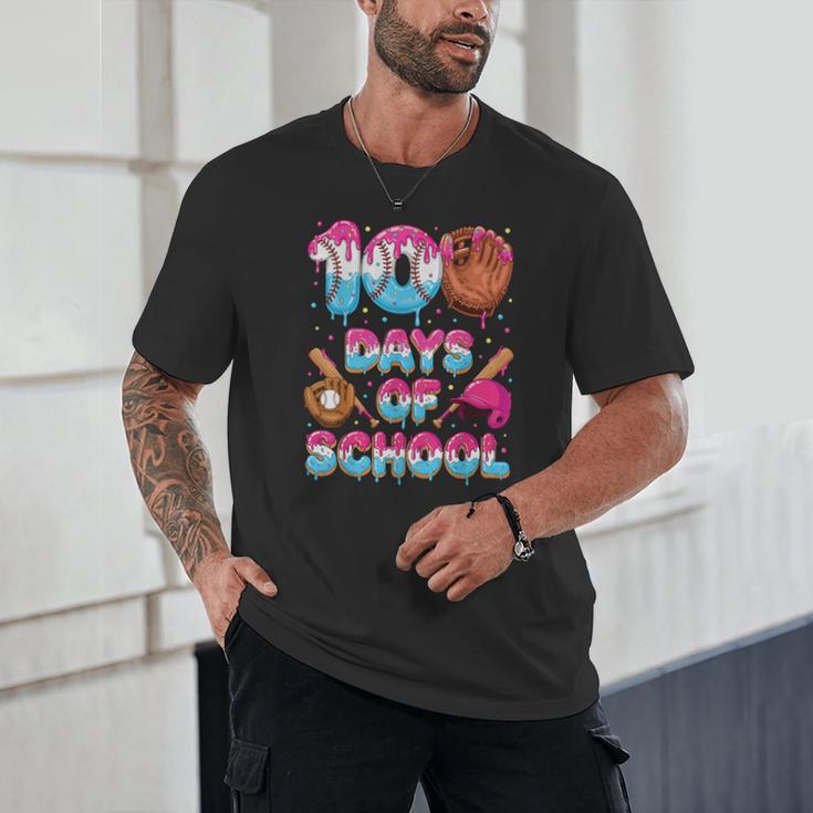 100 Days Of School Baseball Donut Dripping Teacher Boys Kids Unisex T-Shirt