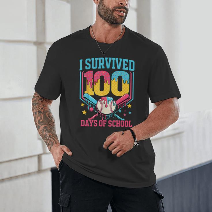 100 Days Of School Baseball Drip 100 Days Boy Girl Kids Unisex T-Shirt