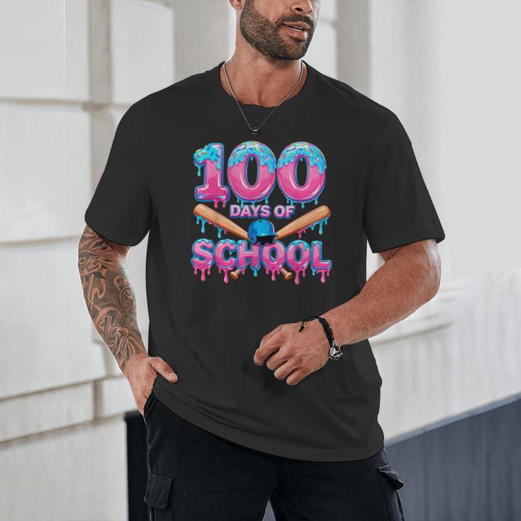 100 Days Of School Baseball Dripping Ice Cream 100th Day Unisex T-Shirt