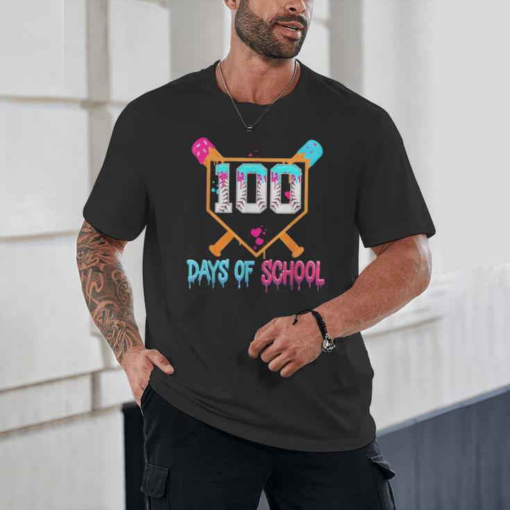 100 Days Of School Baseball Ice Cream Drip 100th Day School Unisex T-Shirt 100 Days Of School Baseball Ice Cream Drip 100th Day School Unisex T-Shirt