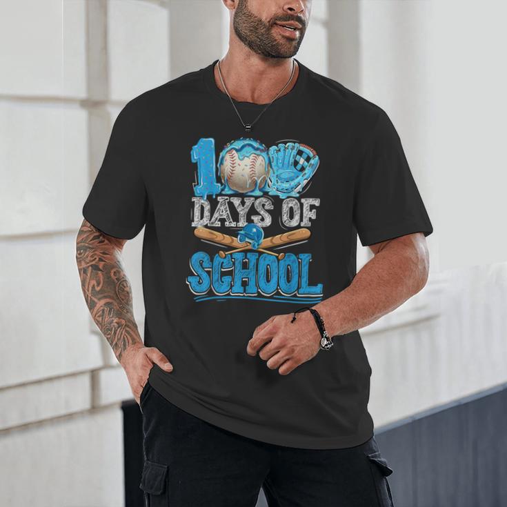 100 Days Of School Baseball Ice Cream Drip Student Kids Boys Unisex T-Shirt