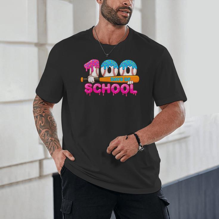 100 Days Of School Baseball Ice Cream Drip For Teacher Kid Unisex T-Shirt