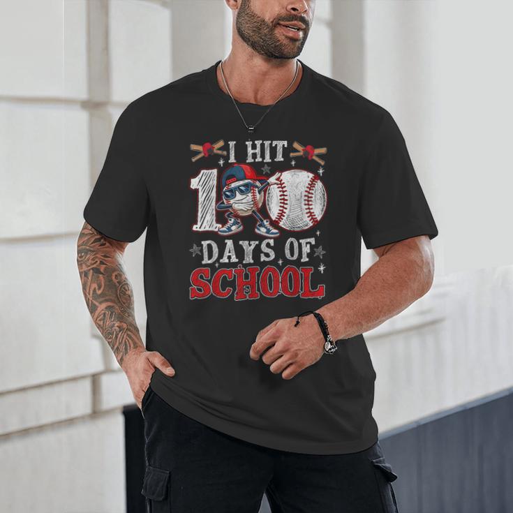 100 Days Of School Dabbing Baseball Hit Student Kids Boys Unisex T-Shirt