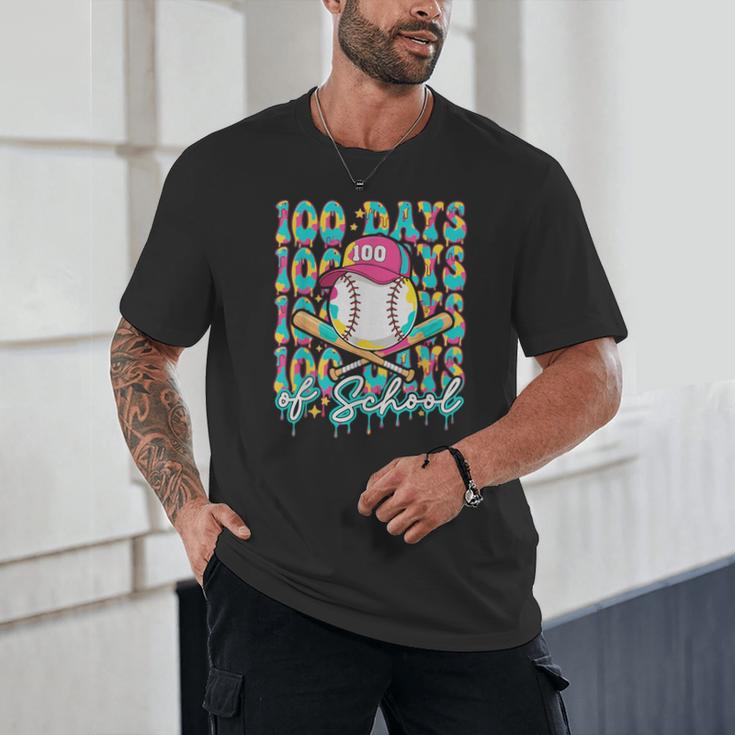 100 Days Of School Drip Baseball 100th Day Baseball School Unisex T-Shirt
