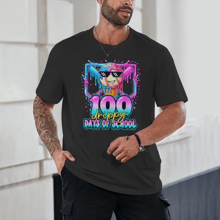 100 Drippy Days Of School Baseball Ice Cream 100th Day Boys Unisex T-Shirt