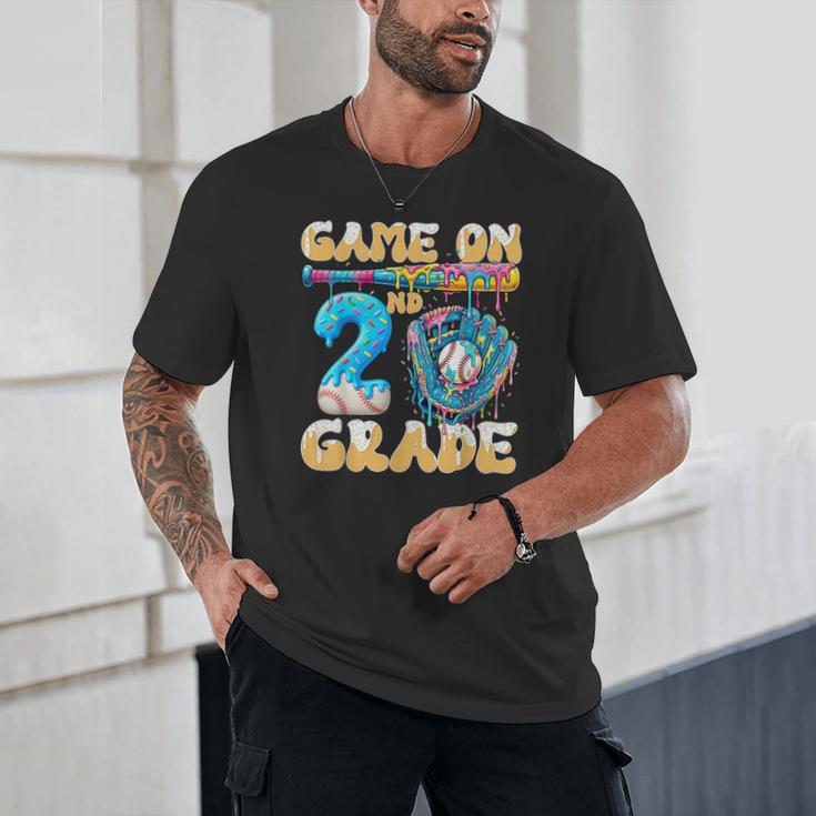 2nd Grade Back To School Baseball Drip Ice Cream Game On Unisex T-Shirt
