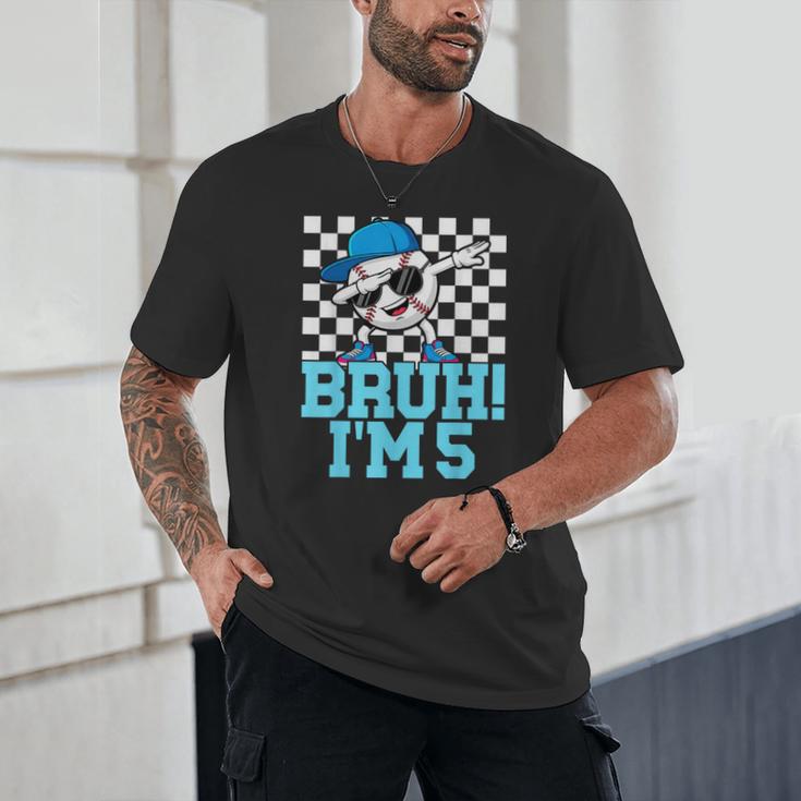 5th Birthday Dabbing Baseball Boys Bruh I'm 5 Year Old Unisex T-Shirt