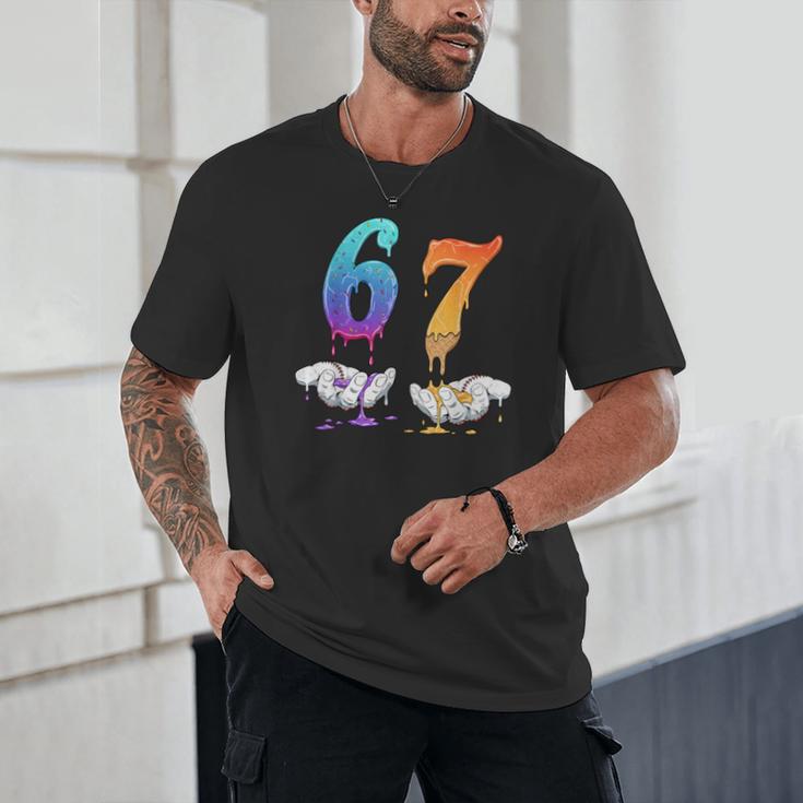 6 7 Six Seven Meme Hands Ice Cream Baseball Drip Boy Girl Unisex T-Shirt