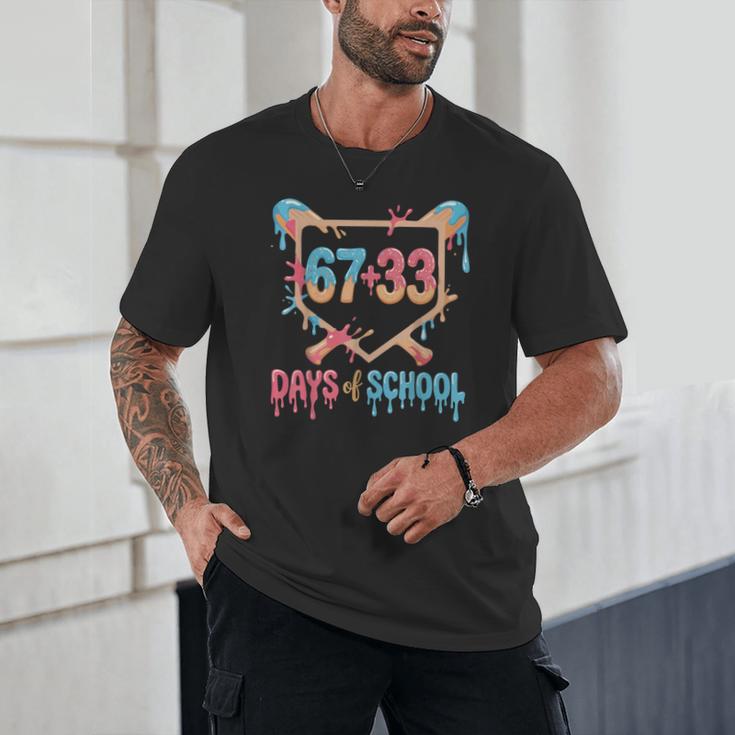 67 33 Days Of School Baseball Drip 100 Days Of School Unisex T-Shirt