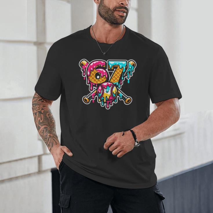 67 Baseball Ice Cream Drip Number Unisex T-Shirt