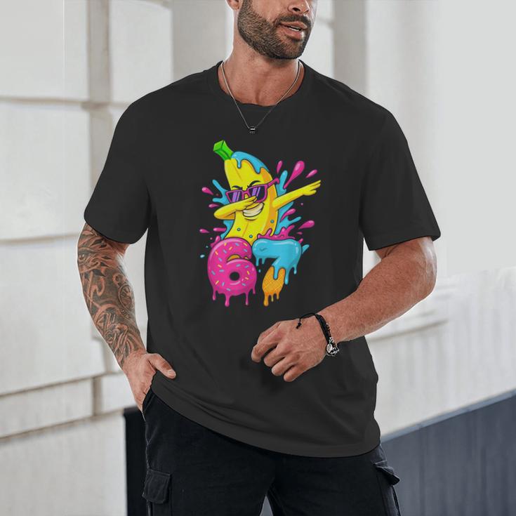 67 Dabbing Banana Baseball 6 7 Dripping Ice Cream Meme Unisex T-Shirt