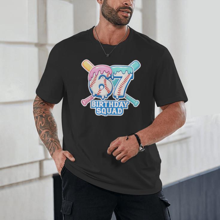 67th Birthday Squad Baseball Ice Cream Drip Birthday Squad Unisex T-Shirt