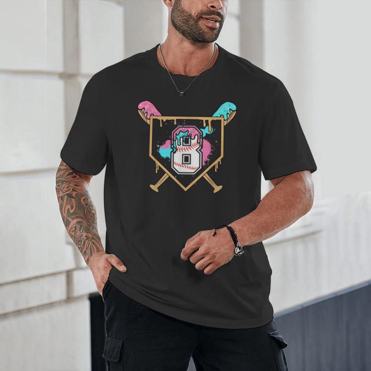 8th Birthday Baseball Bat Ice-Cream Drip 8yrs Old Boys Girls Unisex T-Shirt 8th Birthday Baseball Bat Ice-Cream Drip 8yrs Old Boys Girls Unisex T-Shirt