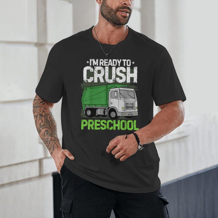 Back To School First Day Of Preschool Garbage Truck Boys Unisex T-Shirt
