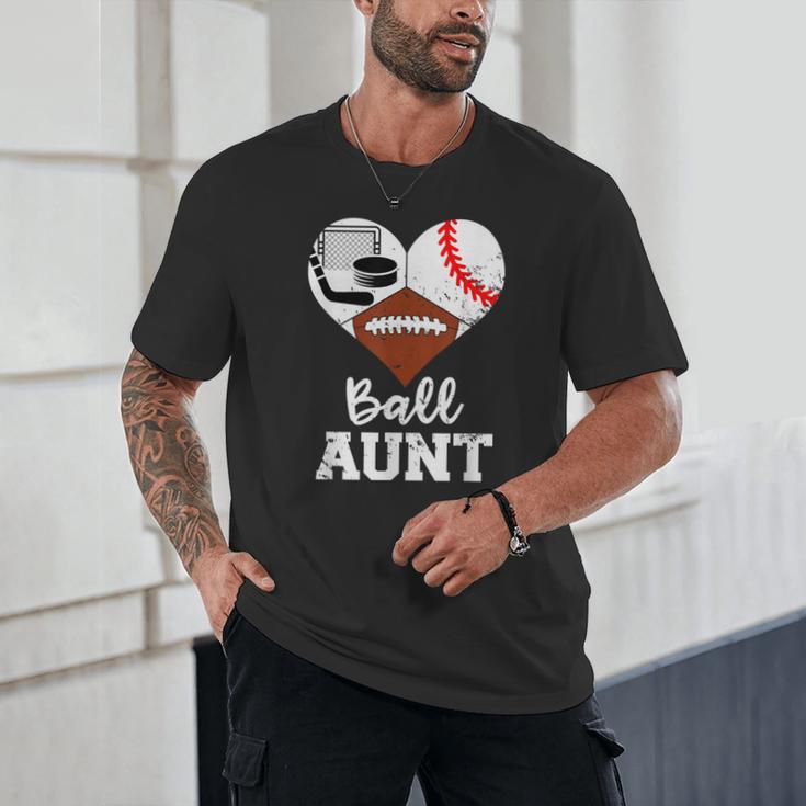 Ball Aunt Heart Football Baseball Hockey Game Day Unisex T-Shirt