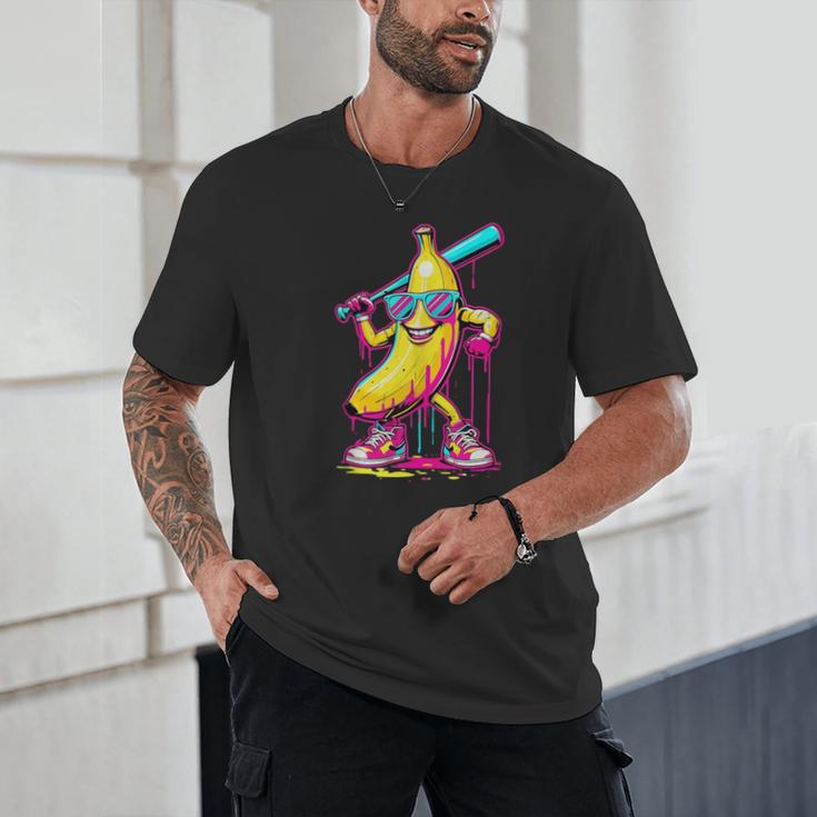 Banana With Baseball Bat Street Baseball Drip Unisex T-Shirt