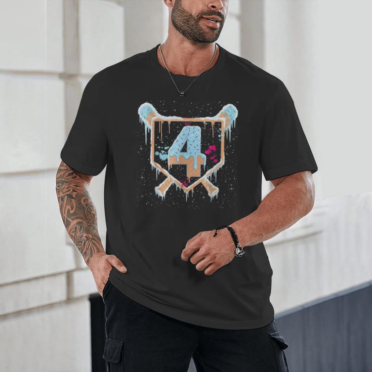 Baseball 4 Year Old Ice Cream Drip 4th Birthday Boy Number 4 Unisex T-Shirt Baseball 4 Year Old Ice Cream Drip 4th Birthday Boy Number 4 Unisex T-Shirt