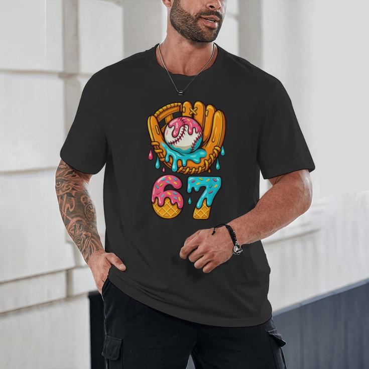Baseball 67 Ice Cream Drip 67 Six Seven Meme 67th Birthday Unisex T-Shirt Baseball 67 Ice Cream Drip 67 Six Seven Meme 67th Birthday Unisex T-Shirt