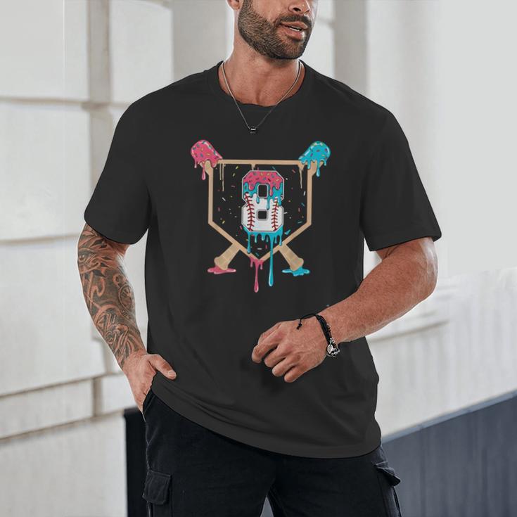Baseball 8 Year Old Ice Cream Drip 8th Birthday Boys Player Unisex T-Shirt Baseball 8 Year Old Ice Cream Drip 8th Birthday Boys Player Unisex T-Shirt