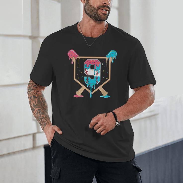 Baseball 9 Year Old Ice Cream Drip 9th Birthday Boys Player Unisex T-Shirt Baseball 9 Year Old Ice Cream Drip 9th Birthday Boys Player Unisex T-Shirt