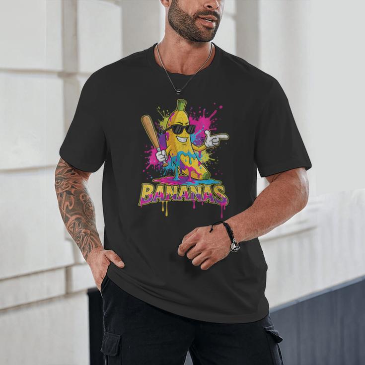 Baseball Banana Splatter Sports Kids Teens Unisex T-Shirt