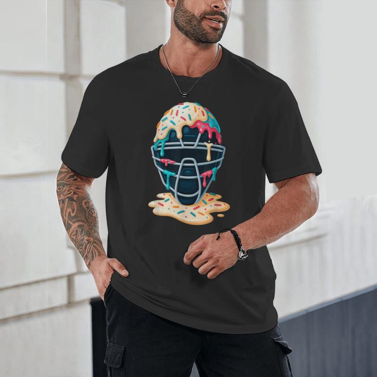Baseball Catcher Mask Ice Cream Dripping Baseball Boy Youth Unisex T-Shirt