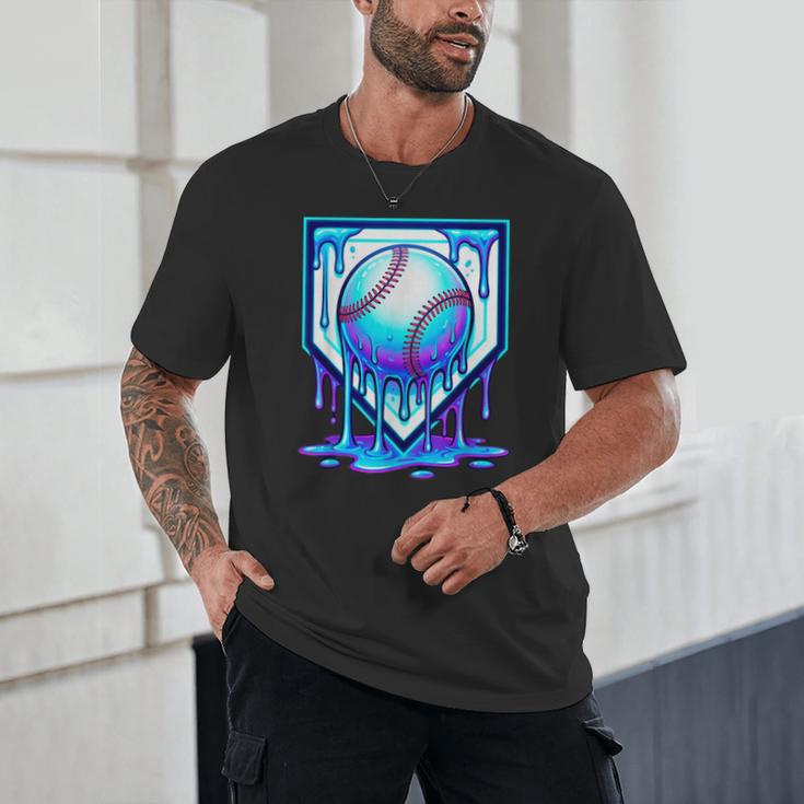 Baseball Drip Ice Cream Blue Glow Melt Ball Graphic Unisex T-Shirt Baseball Drip Ice Cream Blue Glow Melt Ball Graphic Unisex T-Shirt