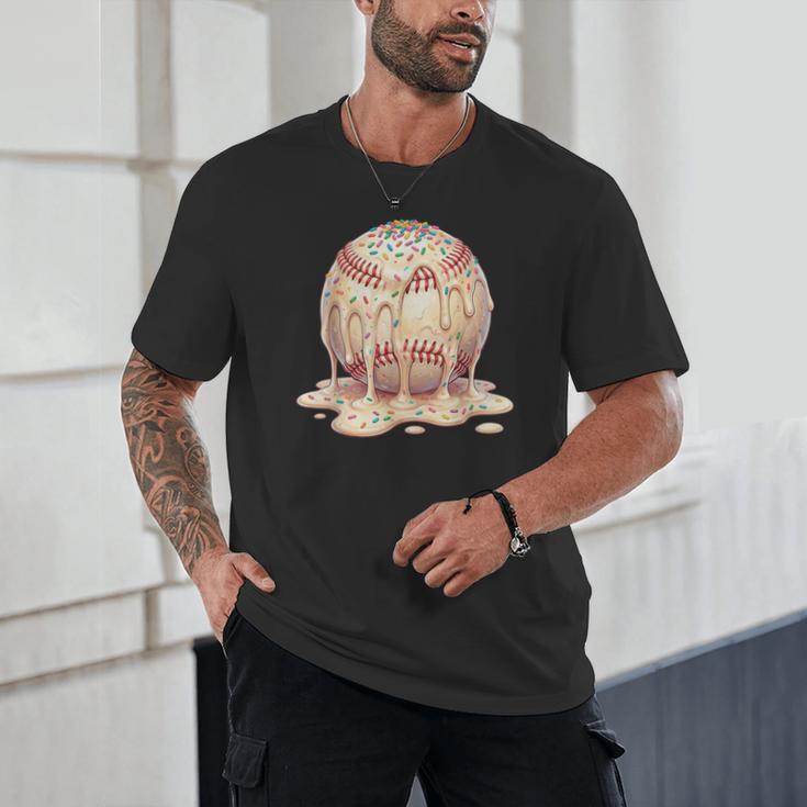 Baseball Drip Ice Cream Melting Illustration Unisex T-Shirt Baseball Drip Ice Cream Melting Illustration Unisex T-Shirt