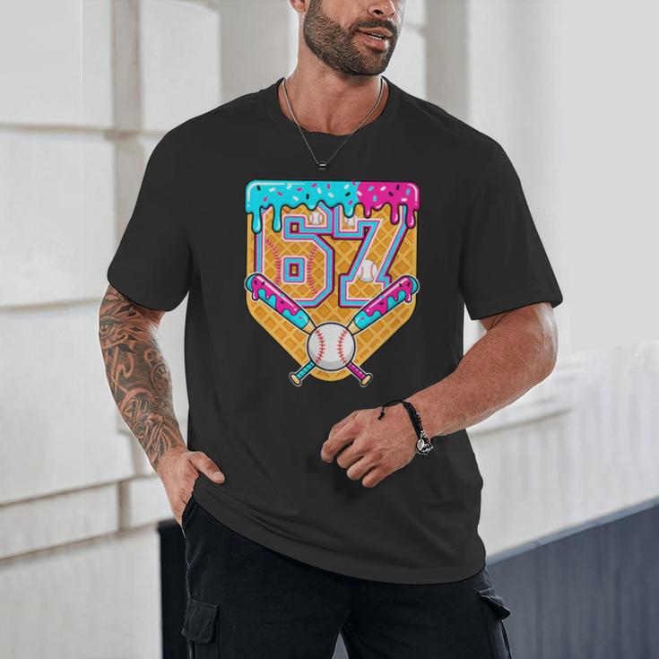 Baseball Drip Number 67 Ice Cream Home Plate Drip Unisex T-Shirt