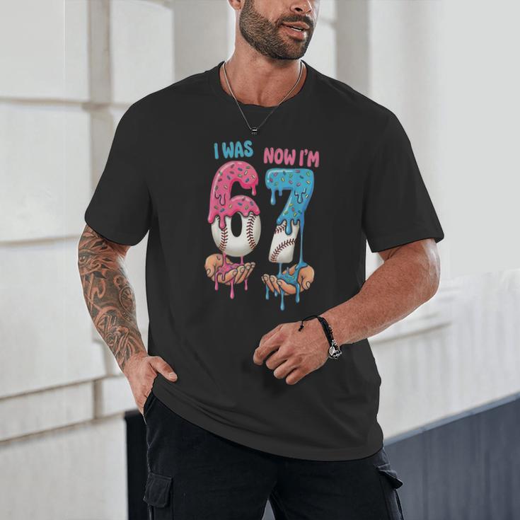 Baseball Ice Cream I Was 6 Now I'm 7 67 Birthday Boy Unisex T-Shirt Baseball Ice Cream I Was 6 Now I'm 7 67 Birthday Boy Unisex T-Shirt