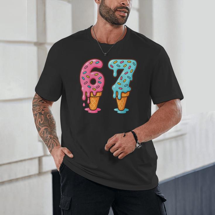 Baseball Ice Cream Drip 6 7 Kids 67 Birthday Unisex T-Shirt