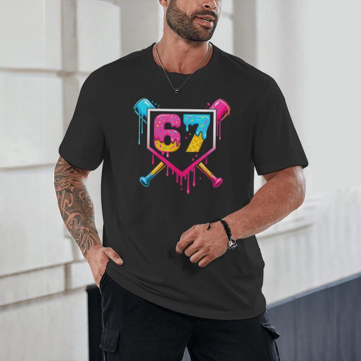 Baseball Ice Cream Drip 67 Meme Six Seven 67th Birthday Unisex T-Shirt Baseball Ice Cream Drip 67 Meme Six Seven 67th Birthday Unisex T-Shirt
