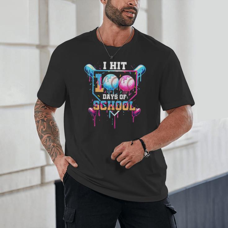 Baseball Ice Cream Drip I Hit 100 Days Of School Boys Kids Unisex T-Shirt Baseball Ice Cream Drip I Hit 100 Days Of School Boys Kids Unisex T-Shirt
