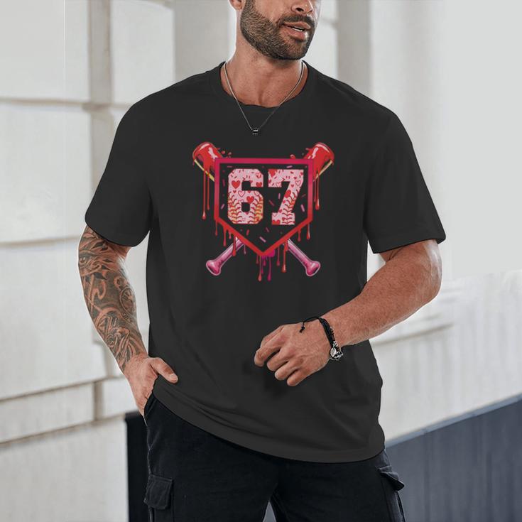 Baseball Ice Cream Drip Number 67 Meme Valentine Couple Love Unisex T-Shirt