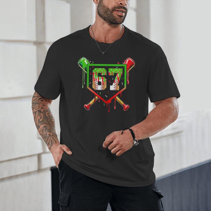 Baseball Ice Cream Drip Number 67 Player 6 7 Christmas Pjs Unisex T-Shirt Baseball Ice Cream Drip Number 67 Player 6 7 Christmas Pjs Unisex T-Shirt