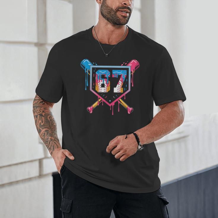 Baseball Ice Cream Drip Number 67 Player 67th Birthday 6 7 Unisex T-Shirt Baseball Ice Cream Drip Number 67 Player 67th Birthday 6 7 Unisex T-Shirt